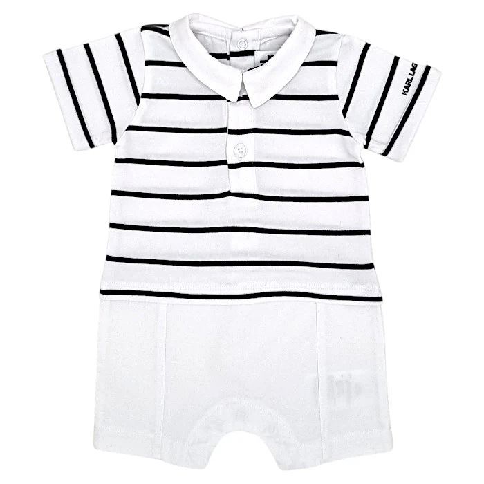 Combinaison bébé garçon manches courtes - Blanc/noir