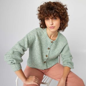 Gilet en maille grosse jauge VERT