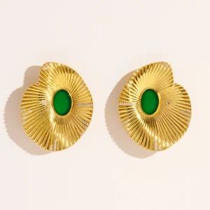 Boucles d'oreilles coquillage - Onyx vert
