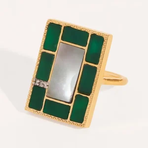 Bague Mara - Onyx Vert / Nacre Grise