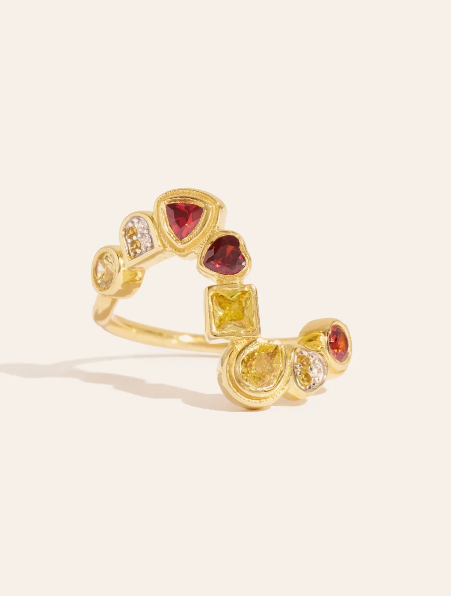 Bague Rivière - Zircons jaune et grenat – Image 2