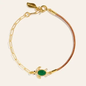 Bracelet tortue - onyx vert/beige - Soleil sauvage II