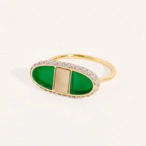 Bague Izy 1 - Onyx Vert / Nacre Grise