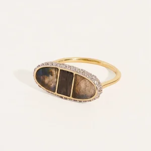 Bague Izy 1 - Onyx Texturé / Labradorite