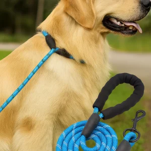Laisse réfléchissante robuste pour chien – Poignée rembourrée, double traction, sécurité et confort