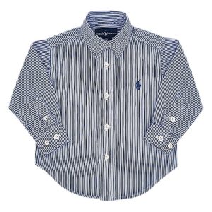 Chemise bébé garçon logo Poney brodé - Bleu/blanc