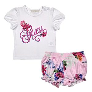 Ensemble bébé fille t-shirt et bloomer - Blanc/rose