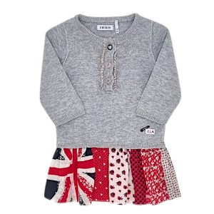 Robe bébé fille effet trompe-l’œil - Gris