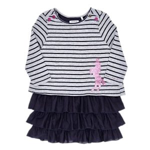 Robe bébé fille à volants - Gris/Marine
