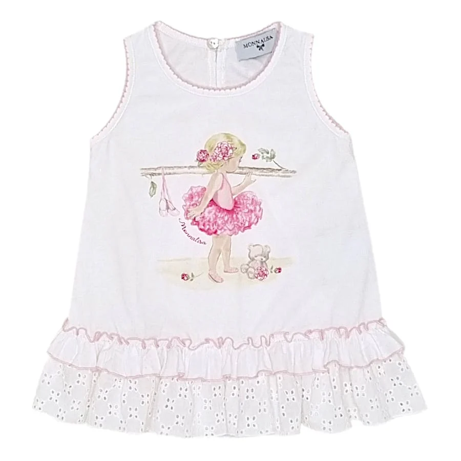 Robe bébé fille à volants - Blanc/rose