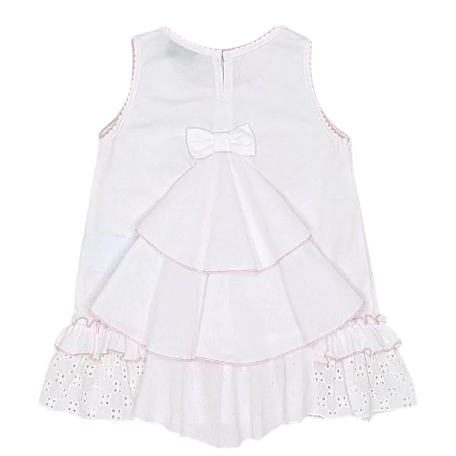 Robe bébé fille à volants - Blanc/rose – Image 3