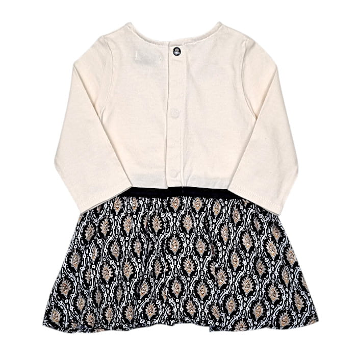 Robe bébé fille manches longues - Écru/noir – Image 3