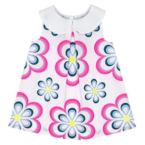 Robe bébé fille sans manches - Blanc/rose