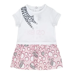 Robe bébé fille motif tigre - Blanc/rose