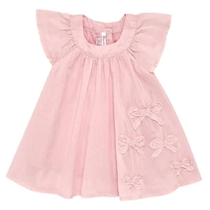 Robe bébé fille à nœuds - Rose